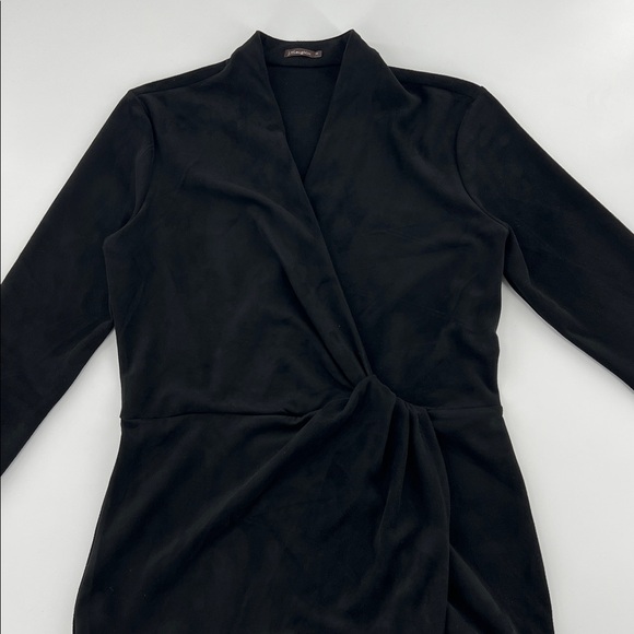 J. McLaughlin Solid Lillian Dress black faux suede mature‎ classic career medium - Picture 3 of 10